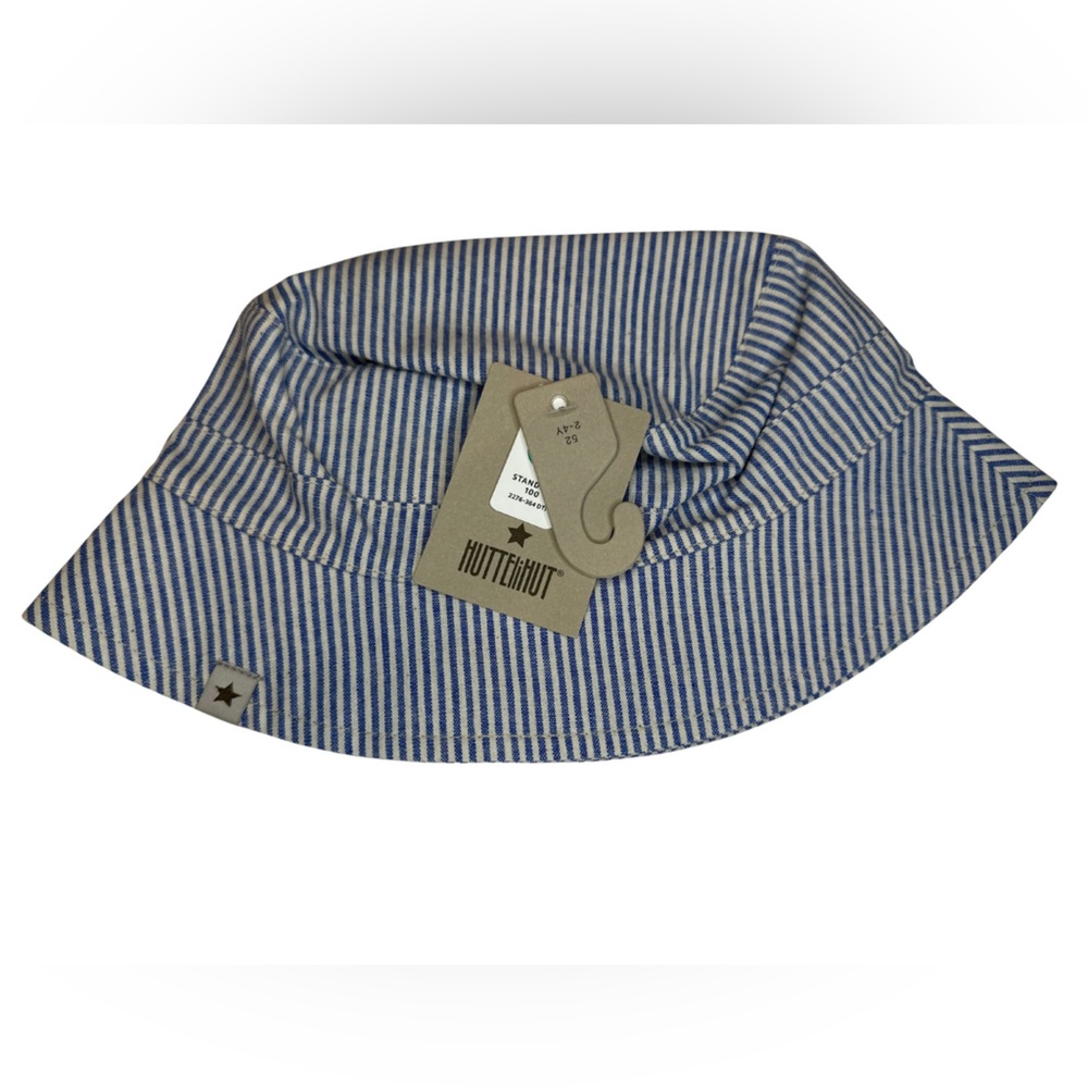 NWT - HutteliHut - Cotton Bucket Hat - Blue and White Stripes
